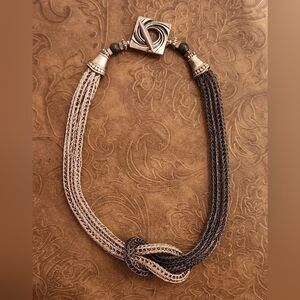 Elegant Multi-Strand Silver and Black Necklace